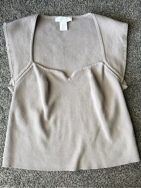 House of Harlow 1960 Ribbed Sweetheart Tank - Taupe